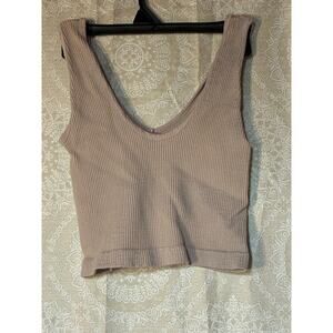 Women’s Large Pink Crop Tank Stretch Ribbed